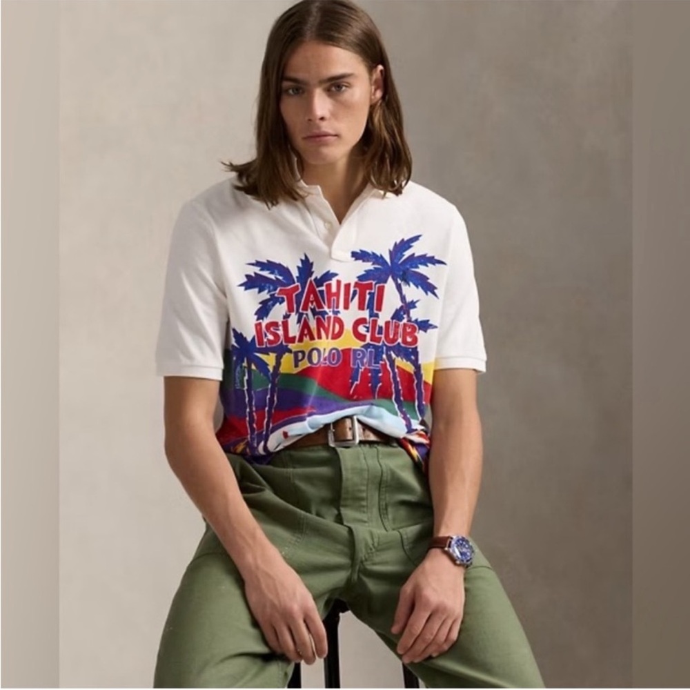 NWT Polo Ralph Lauren Classic Fit Mesh Graphic Polo Shirt - Picture 1 of 6